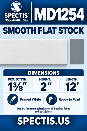 MD1254 Smooth Flat Stock — Spectis moulding dimensions and profile