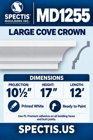 MD1255 Large Cove Crown — Spectis moulding dimensions and profile