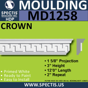 MD1258 Spectis Crown Molding Trim 1 5/8"P x 3"H x 144"L