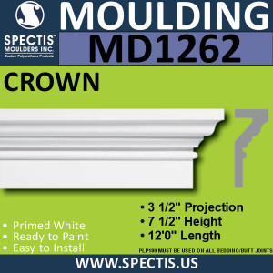 MD1262 Spectis Crown Molding Base 3 1/2"P x 7 1/2"H x 144"L
