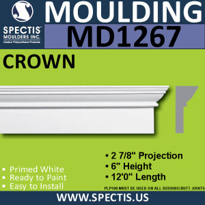 MD1267 Spectis Molding Head Trim 2 7/8"P x 6"H x 144"L