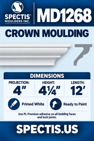 MD1268 Crown Moulding — Spectis moulding dimensions and profile