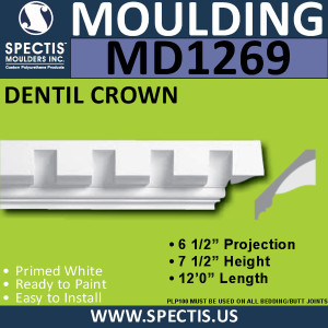 MD1269 Spectis Crown Molding Dentil 6 1/2"P x 7 1/2"H x 144"L