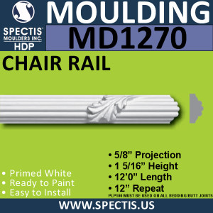 MD1270 Spectis Molding Cap Trim 5/8"P x 1 5/16"H x 144"L
