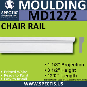 MD1272 Spectis Crown Molding Trim 1 1/8"P x 3 1/2"H x 144"L