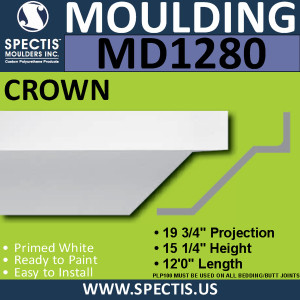 MD1280 Spectis Crown Molding 19 3/4"P x 15 1/4"H x 144"L