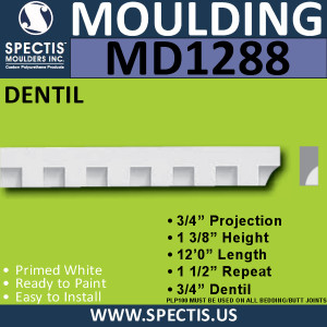 MD1288 Spectis Molding Dentil Trim 3/4"P x 1 3/8"H x 7' 11"L