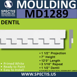 MD1289 Spectis Molding Dentil Trim 1 1/2"P x 7"H x 144"L