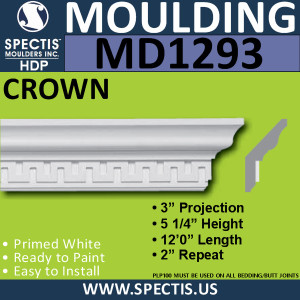 MD1293 Spectis Crown Molding Trim 3"P x 5 1/4"H x 144"L