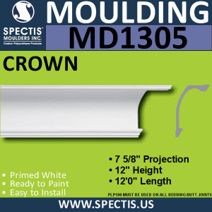 MD1305 Spectis Crown Molding Trim 7 5/8"P x 12"H x 144"L