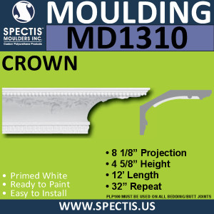 MD1310 Spectis Crown Molding Trim 8 1/8"P x 4 5/8"H x 144"L
