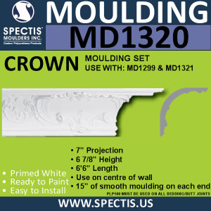 MD1320 Spectis Crown Molding Trim 7"P x 6 7/8"H x 78"L