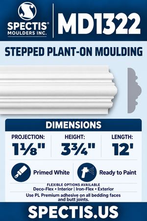 MD1322 Stepped Plant-On Moulding — manufacturer-referenced product and side profile