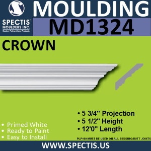 MD1324 Spectis Crown Molding Trim 5 3/4"P x 5 1/2"H x 144"L