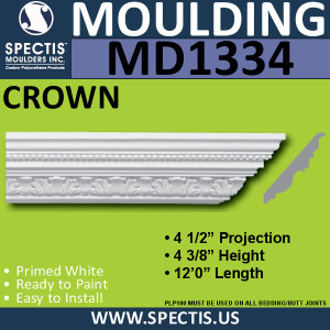 MD1334 Spectis Crown Molding Trim 4 1/2"P x 4 3/8"H x 144"L