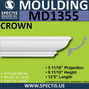 MD1355 Spectis Crown Molding 5 11/16"P x 6 11/16"H x 144"L