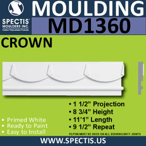 MD1360 Spectis Molding Flat Trim 1 1/2"P x 8 3/4"H x 11' 1"L