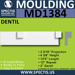 MD1384 Spectis Molding Dentil 2 3/16"P x 4 3/8"H x 144"L