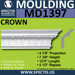 MD1397 Spectis Crown Molding Trim 4 7/8"P x 7 3/8"H x 144"L