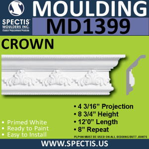 MD1399 Spectis Crown Molding Trim 4 3/16"P x 8 3/4"H x 144"L