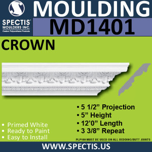 MD1401 Spectis Crown Molding 6 7/8"P x 6 1/8"H x 139 1/2"L
