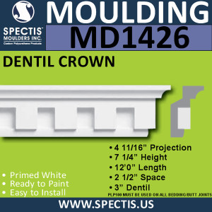MD1426 Spectis Molding Dentil 4 11/16"P x 7 1/4"H x 143"L