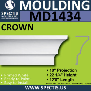 MD1434 Spectis Crown Molding Trim 10"P x 22 1/4"H x 144"L