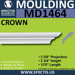MD1464 Spectis Crown Molding Trim 2 5/8"P x 2 3/4"H x 144"L