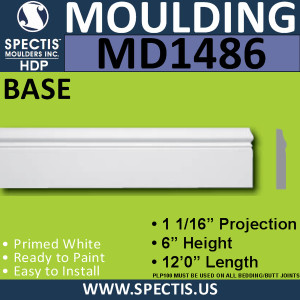 MD1486 Spectis Molding Base Trim 1 1/16"P x 6"H x 144"L