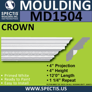MD1504 Spectis Crown Molding Trim 4"P x 4"H x 144"L