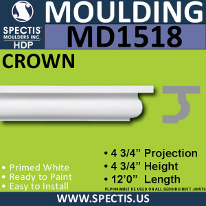 MD1518 Spectis Crown Molding Trim 4 3/4"P x 4 3/4"H x 144"L