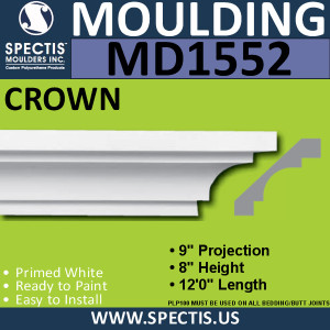 MD1552 Spectis Crown Molding Trim 9"P x 8"H x 144"L