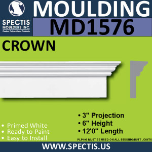 MD1576 Spectis Molding Base Cap Trim 3"P x 6"H x 144"L
