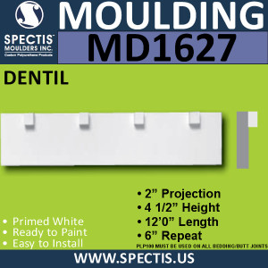 MD1627 Spectis Molding Dentil Trim 2"P x 4 1/2"H x 144"L