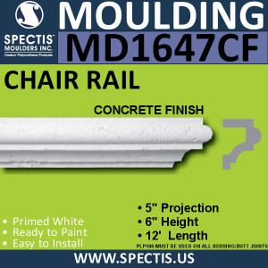 MD1647CF Spectis Molding Concrete Finish Cap 5"P x 6"H x 144"L