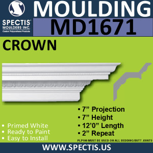 MD1671 Spectis Crown Molding Trim 7"P x 7"H x 144"L