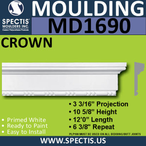 MD1690 Spectis Molding Case Trim 3 3/16"P x 10 5/8"H x 144"L