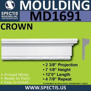 MD1691 Spectis Crown Molding Trim 2 3/8"P x 7 1/8"H x 144"L