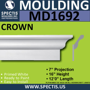 MD1692 Spectis Crown Molding Trim 7"P x 16"H x 144"L-2 PARTS