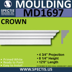 MD1697 Spectis Molding Cap Trim 4 3/4"P x 8 1/4"H x 144"L