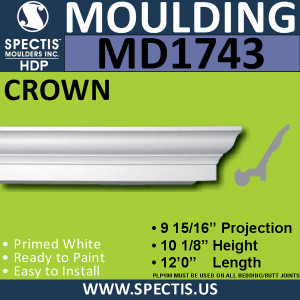 MD1743 Spectis Crown Molding Trim 9 15/16"P x 10 1/8"H x 144"L