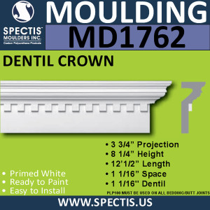 MD1762 Spectis Crown Molding Cap Trim 3 3/4"P x 8 1/4"H x 144.5"L