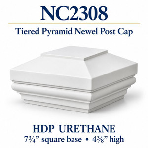 NC2308 Tiered Pyramid HDP Urethane Newel Cap – 7¾″ Base × 4⅜″ H