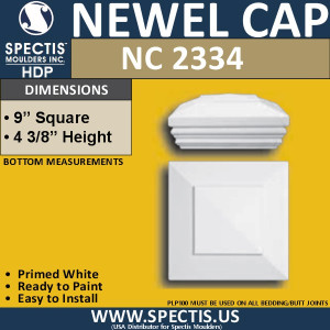 NC2334 Urethane Newel Cap 9" W x 4.2" H