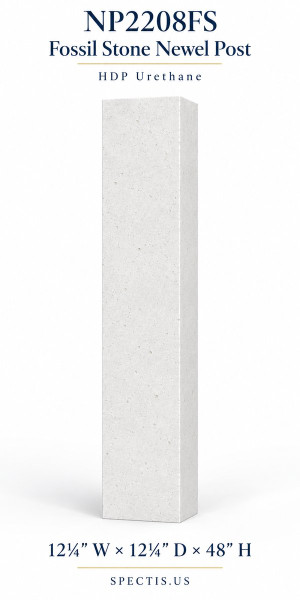 NP2208FS Fossil Stone HDP Urethane Newel Post – 12¼″ × 48″