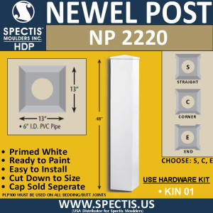 NP2220 Urethane Newel Post 13" W x 48" H
