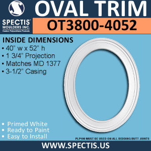 OT3800-4052 Oval Window Trim 40"W X 52"H with 3.5" Casing
