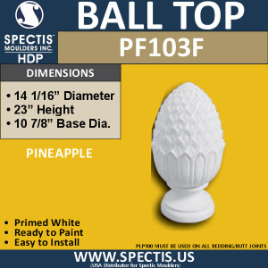 PF103 Post Cap Pineapple 14 1/16"D X 23"H X 10 7/8"Base
