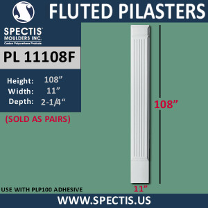 PL11108F Fluted Pilasters from Spectis Urethane 11" x 108"