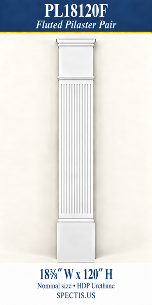PL18120F Fluted Pilaster Pair – 18⅜″ W × 120″ H